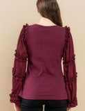 Round Neckline Rib Bodice Top