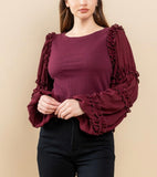 Round Neckline Rib Bodice Top