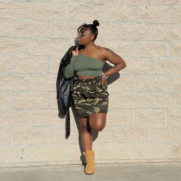 Paper bag camo skirt best sale