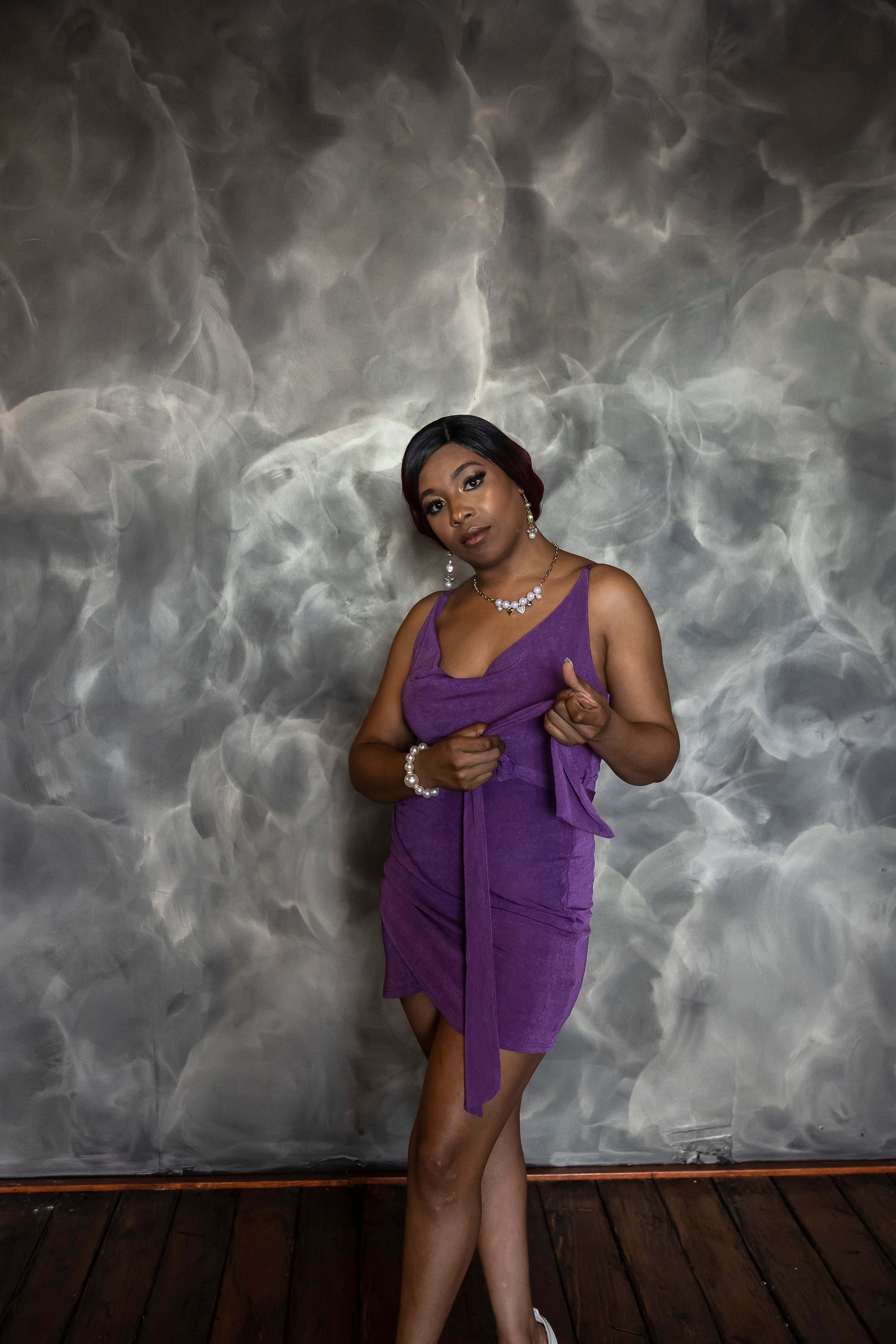 slinky short dress Britney Mini Dress in Smooth Slinky Berry , Bodycon , Scoop Neckline